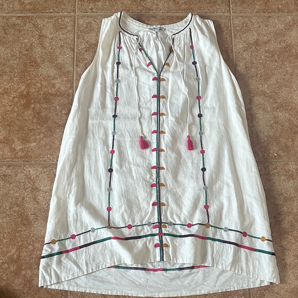 Embroidered Madewell Sleeveless Dress with Colorful Accents